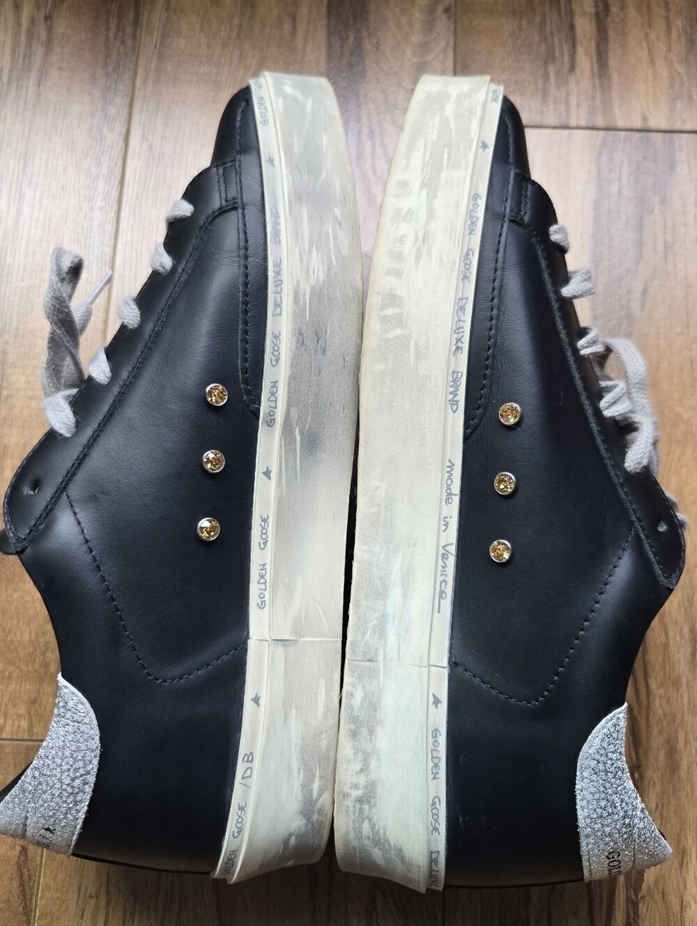 Golden Goose Black Leather Hi Star Hi-Top Sneakers with Silver Star 39 Womens - Picture 5 of 7